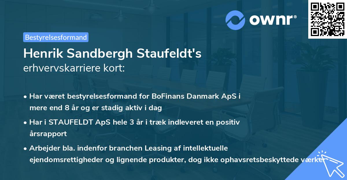 Henrik Sandbergh Staufeldt's erhvervskarriere kort