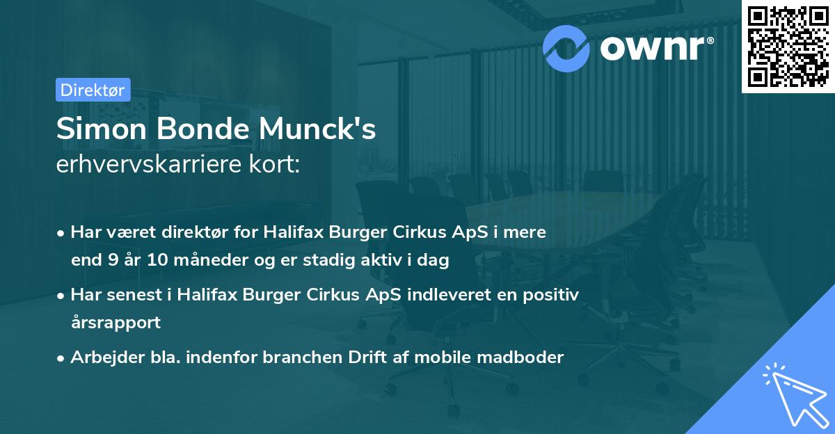 Simon Bonde Munck's erhvervskarriere kort