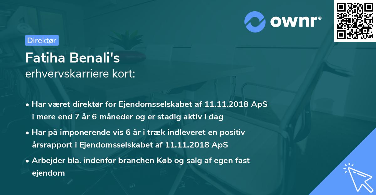 Fatiha Benali's erhvervskarriere kort