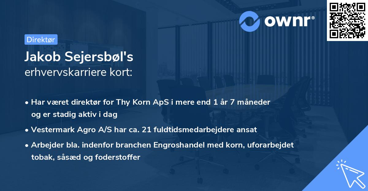 Jakob Sejersbøl's erhvervskarriere kort