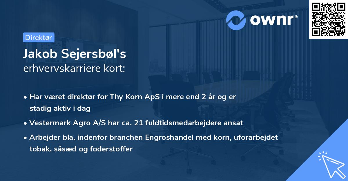 Jakob Sejersbøl's erhvervskarriere kort