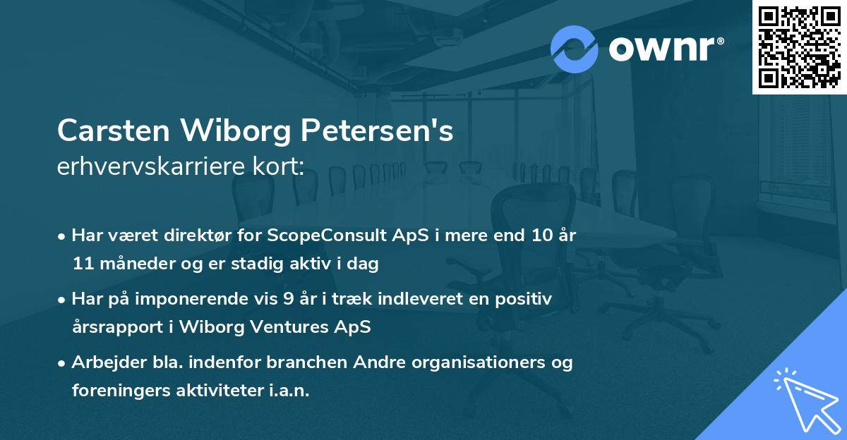 Carsten Wiborg Petersen's erhvervskarriere kort