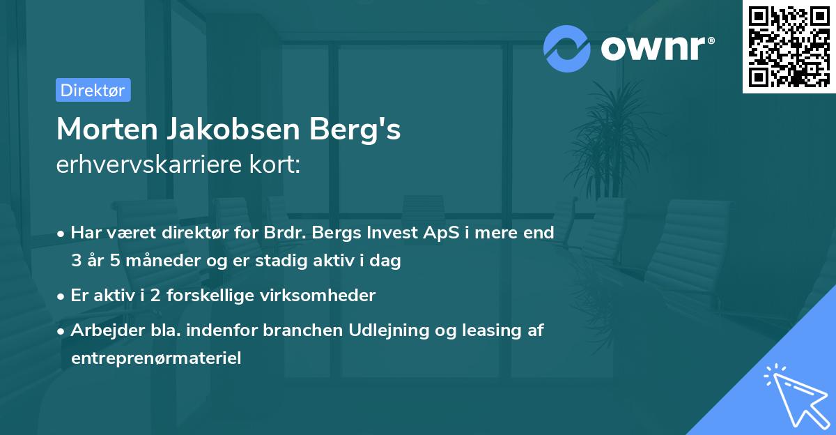 Morten Jakobsen Berg's erhvervskarriere kort