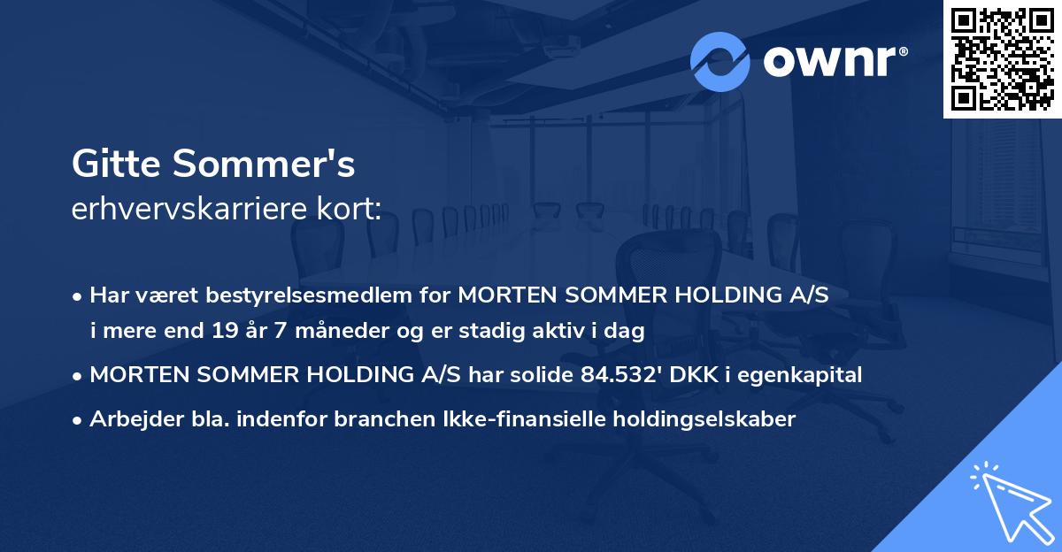 Gitte Sommer's erhvervskarriere kort