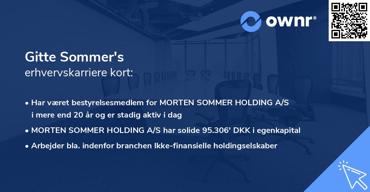 Gitte Sommer's erhvervskarriere kort