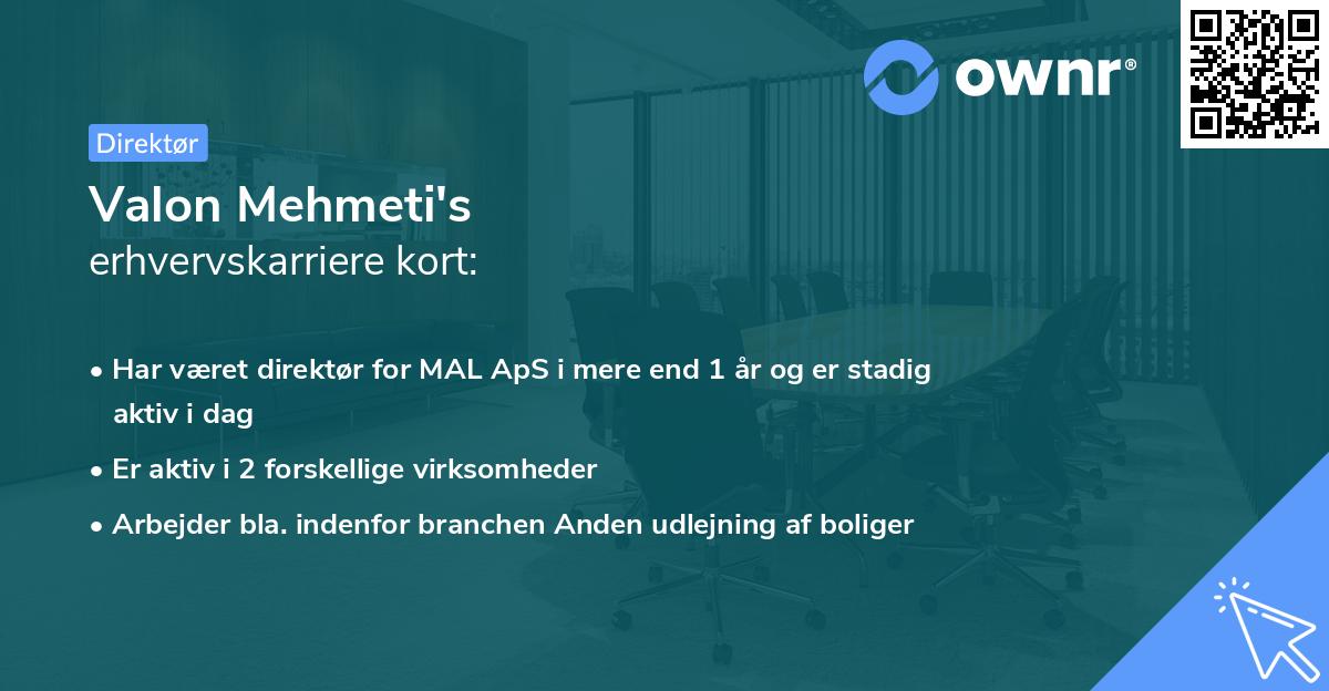 Valon Mehmeti's erhvervskarriere kort