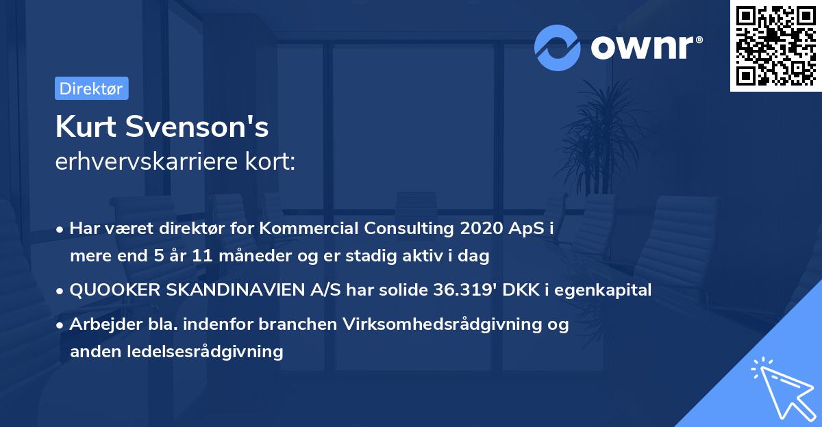 Kurt Svenson's erhvervskarriere kort