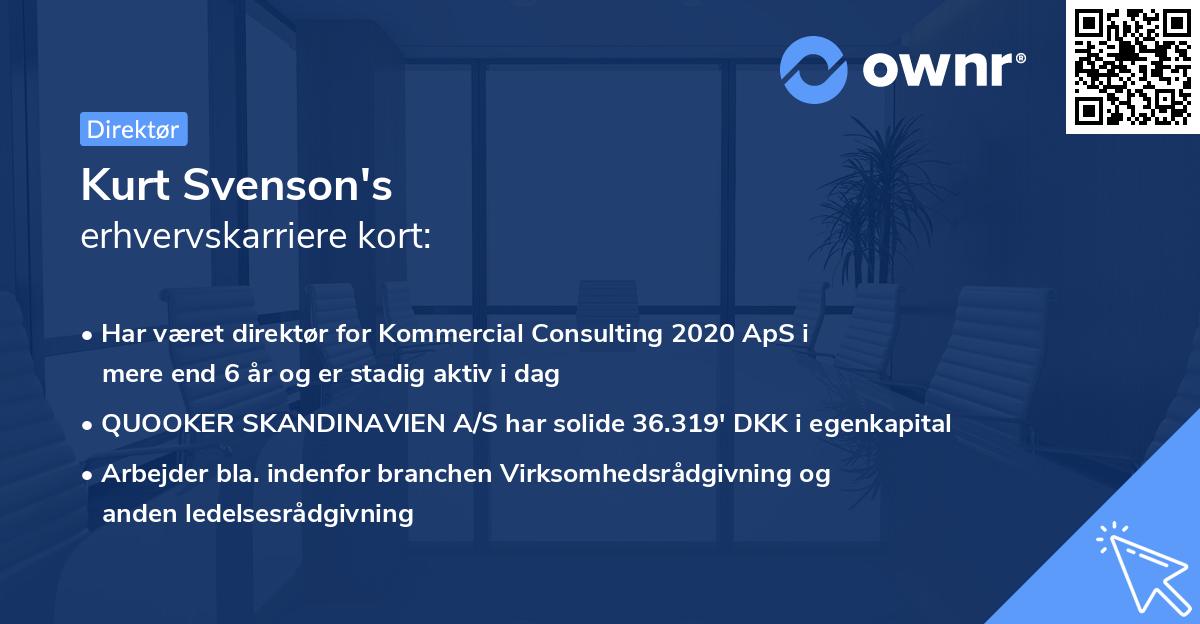 Kurt Svenson's erhvervskarriere kort