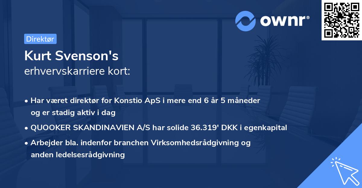 Kurt Svenson's erhvervskarriere kort