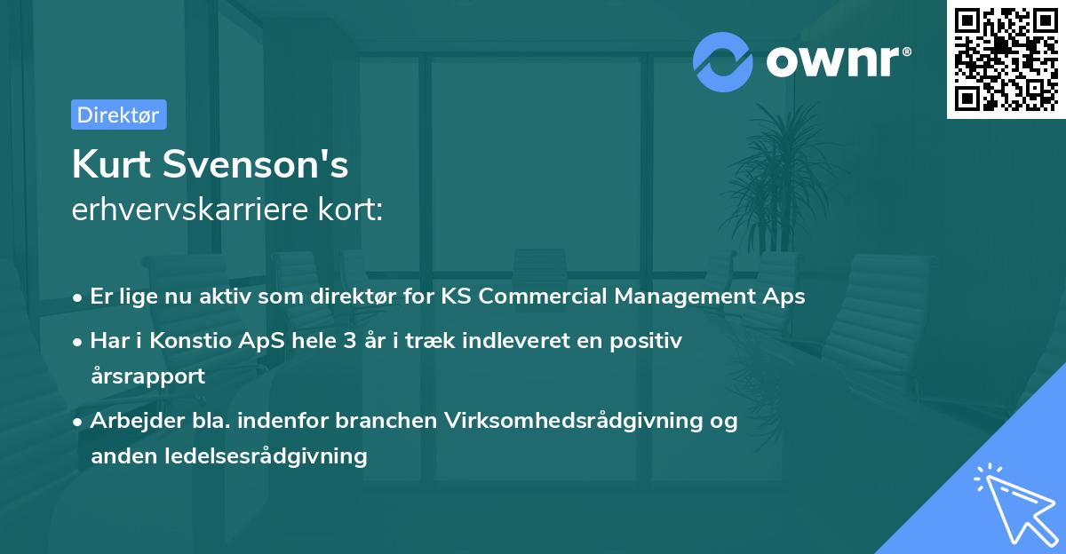 Kurt Svenson's erhvervskarriere kort