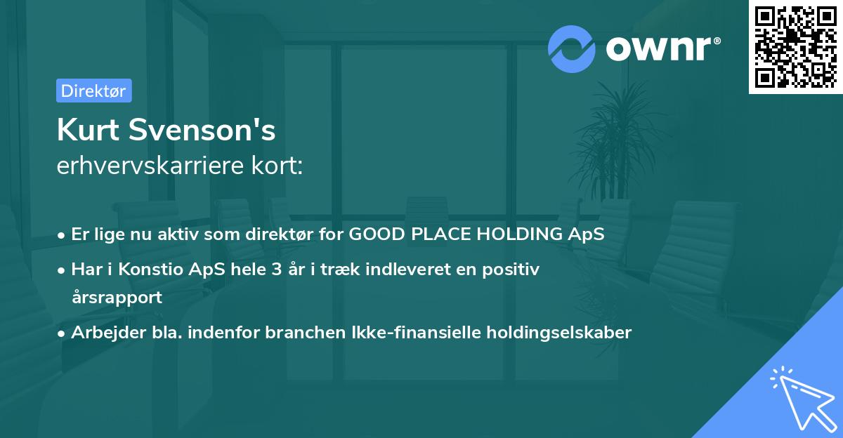 Kurt Svenson's erhvervskarriere kort