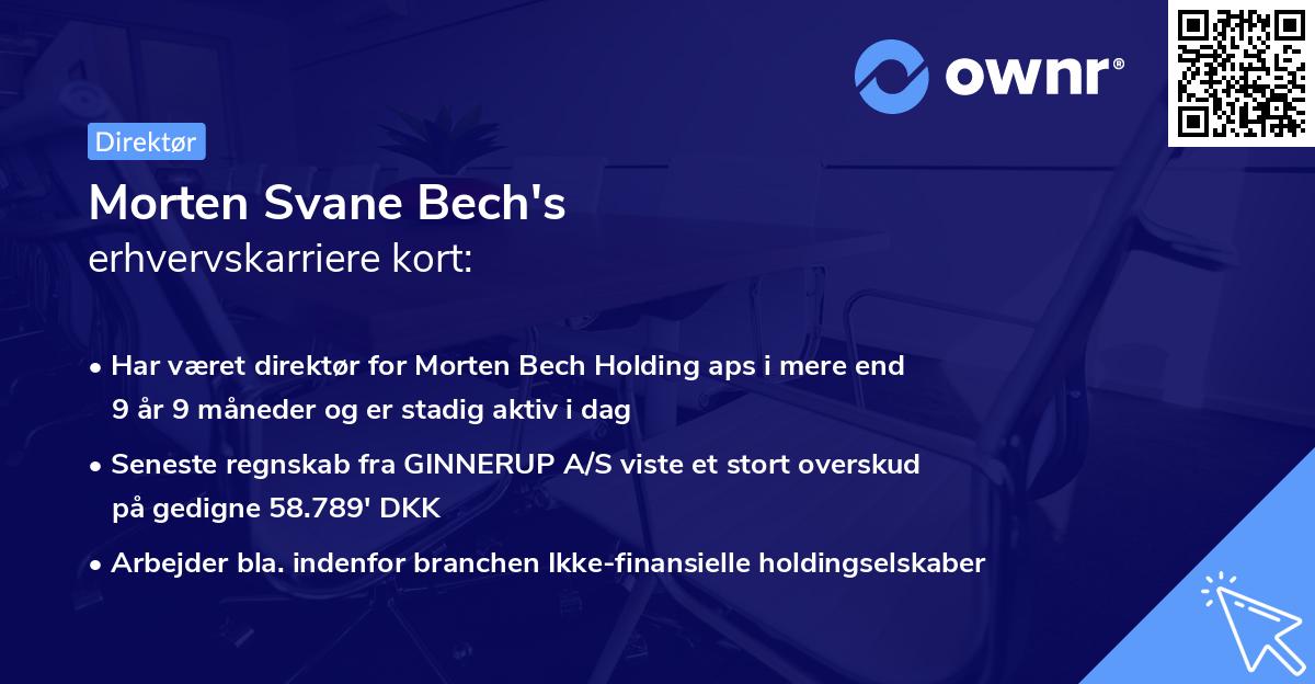 Morten Svane Bech's erhvervskarriere kort