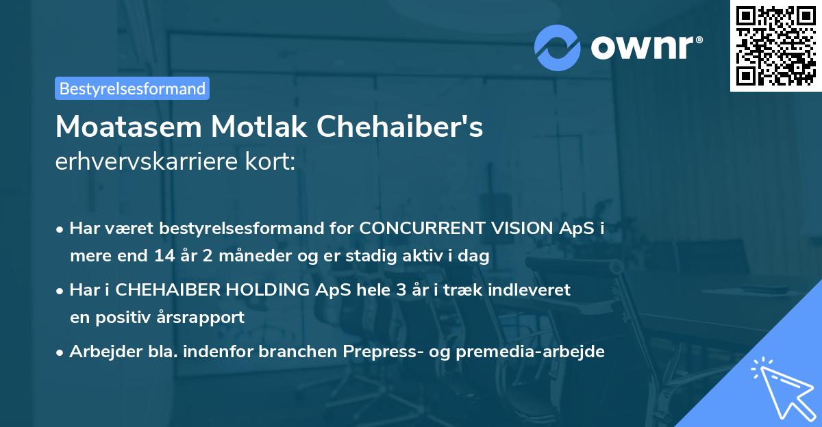 Moatasem Motlak Chehaiber's erhvervskarriere kort