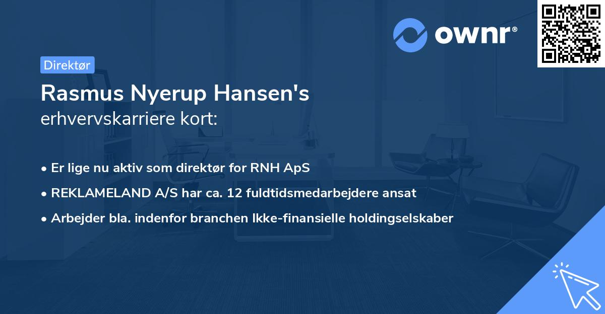 Rasmus Nyerup Hansen's erhvervskarriere kort