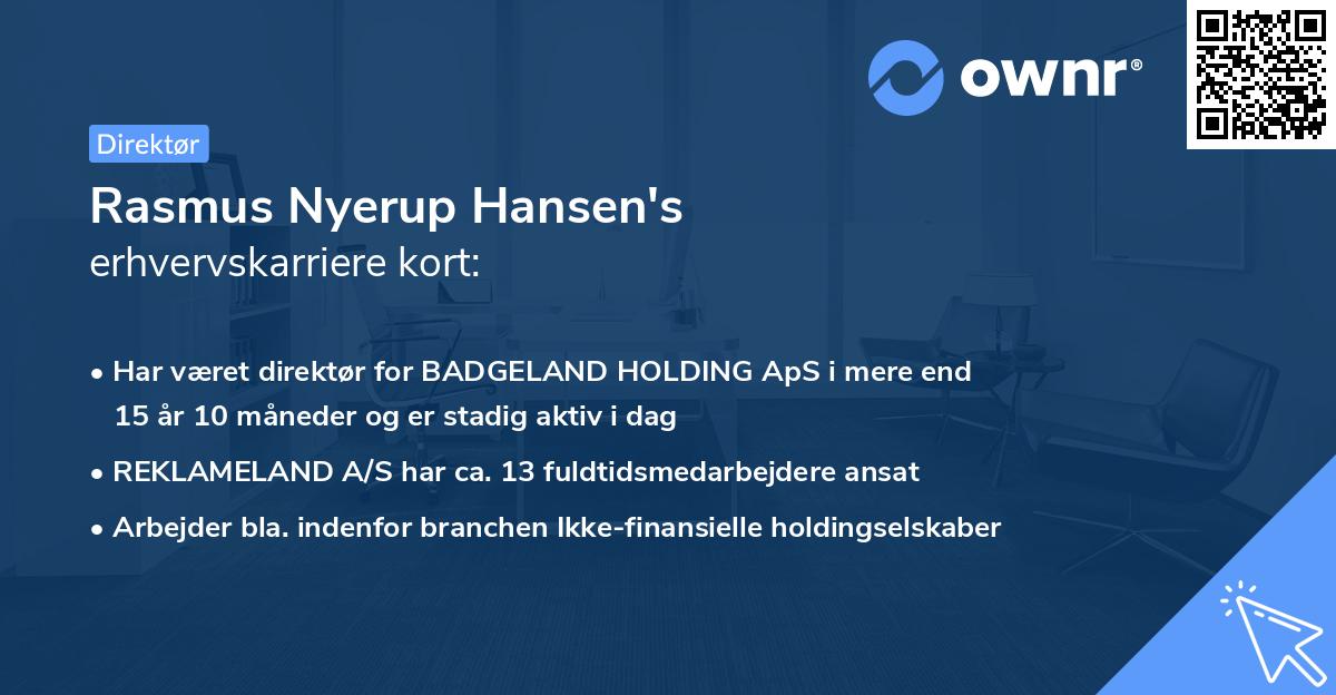 Rasmus Nyerup Hansen's erhvervskarriere kort