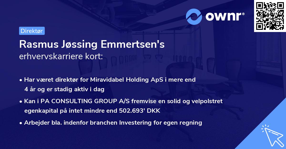 Rasmus Jøssing Emmertsen's erhvervskarriere kort