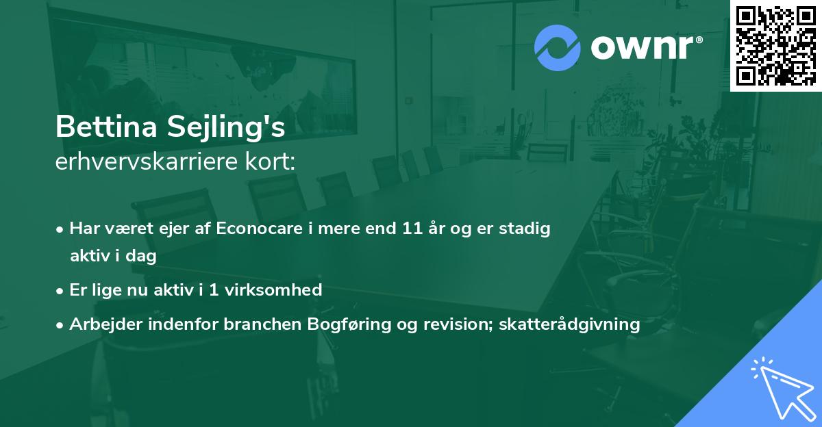 Bettina Sejling's erhvervskarriere kort