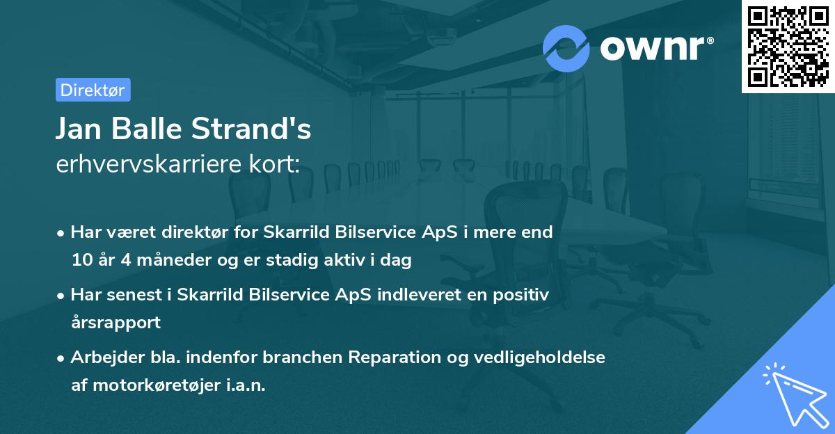 Jan Balle Strand's erhvervskarriere kort