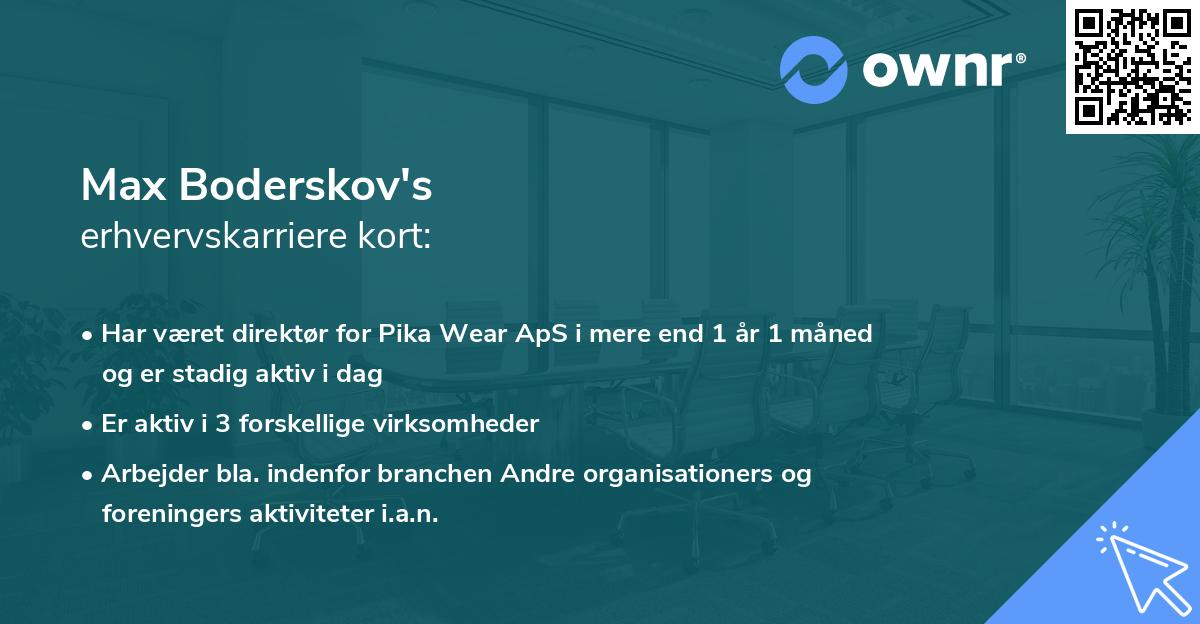 Max Boderskov's erhvervskarriere kort