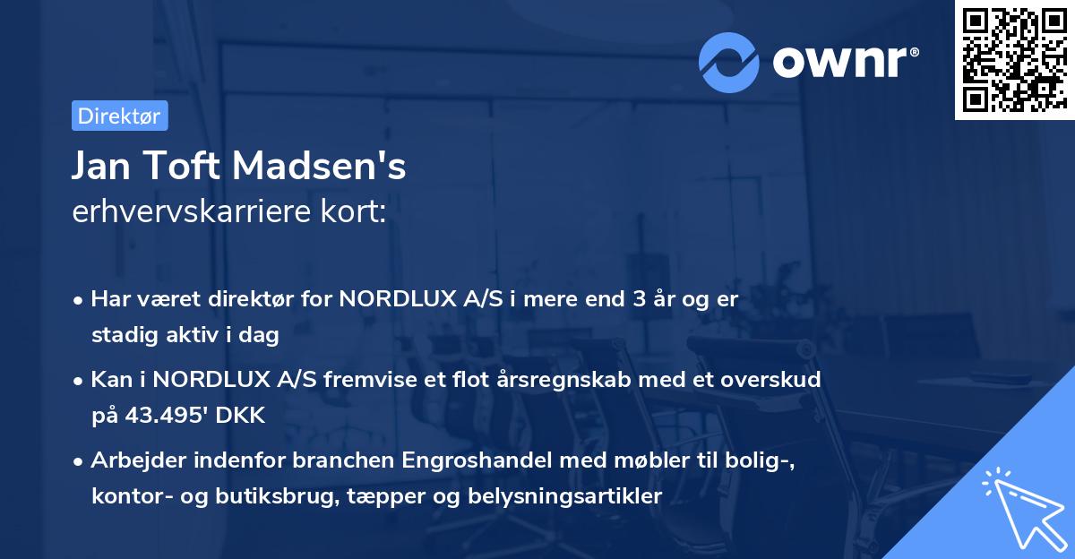 Jan Toft Madsen's erhvervskarriere kort
