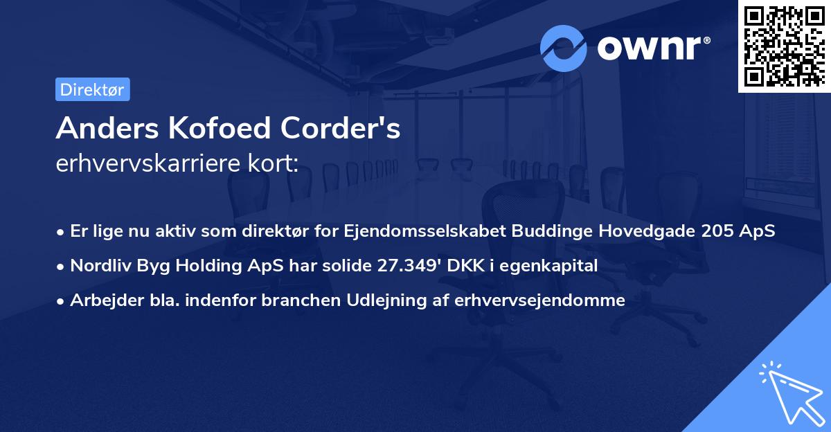 Anders Kofoed Corder's erhvervskarriere kort