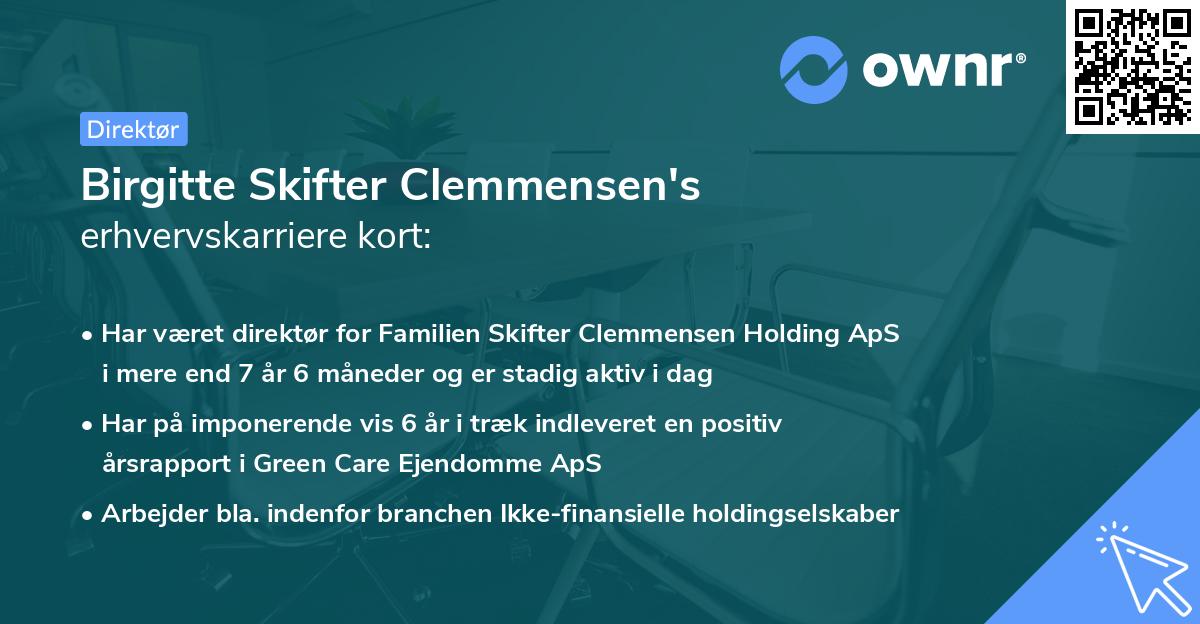 Birgitte Skifter Clemmensen's erhvervskarriere kort