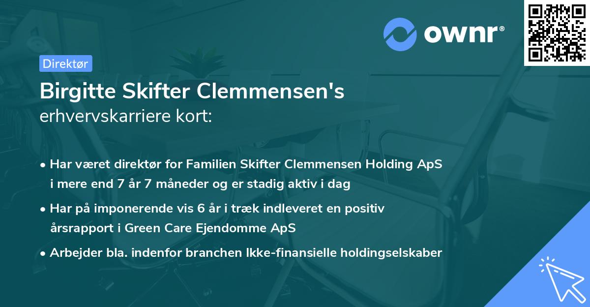 Birgitte Skifter Clemmensen's erhvervskarriere kort