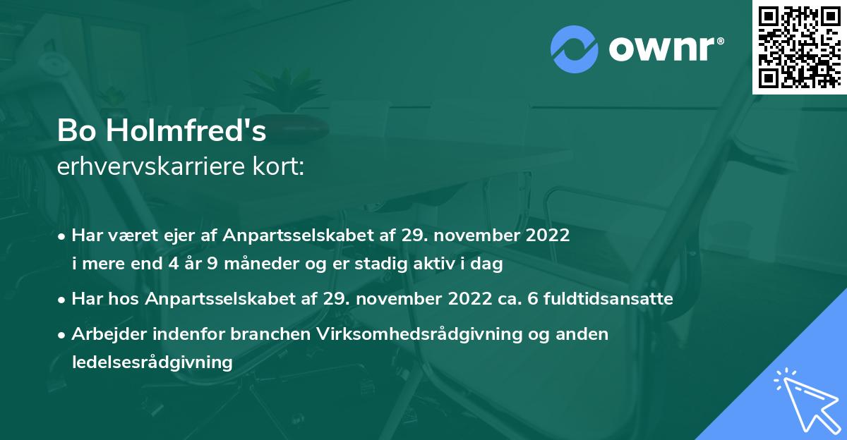 Bo Holmfred's erhvervskarriere kort