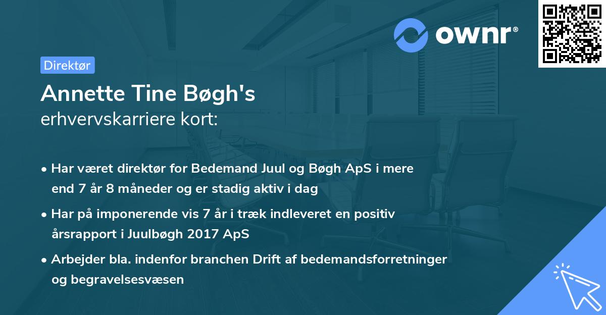 Annette Tine Bøgh's erhvervskarriere kort