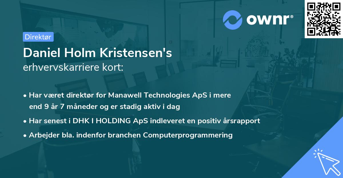 Daniel Holm Kristensen's erhvervskarriere kort