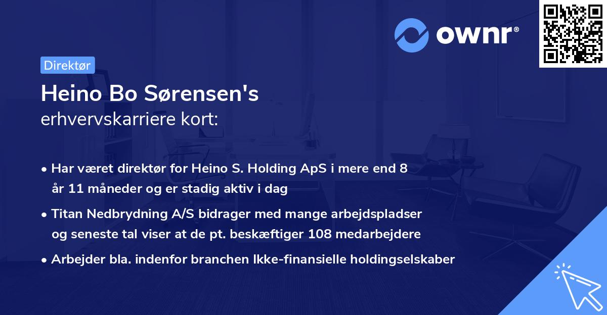 Heino Bo Sørensen's erhvervskarriere kort