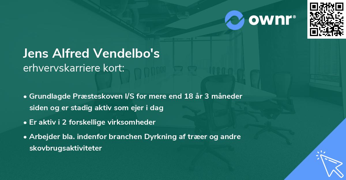 Jens Alfred Vendelbo's erhvervskarriere kort