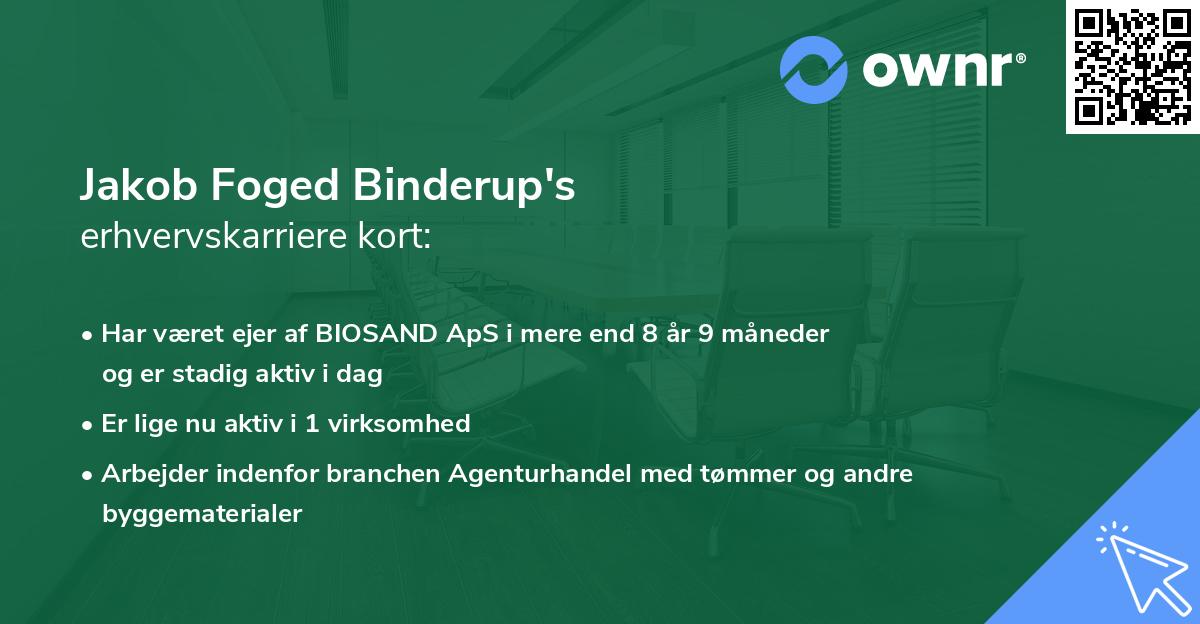 Jakob Foged Binderup's erhvervskarriere kort