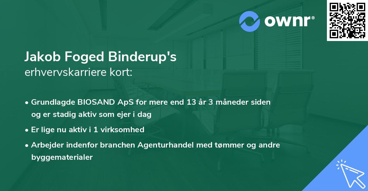 Jakob Foged Binderup's erhvervskarriere kort