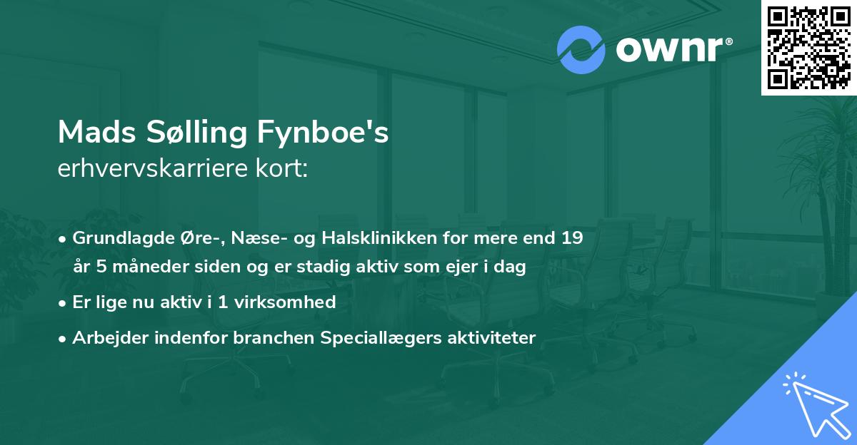 Mads Sølling Fynboe's erhvervskarriere kort