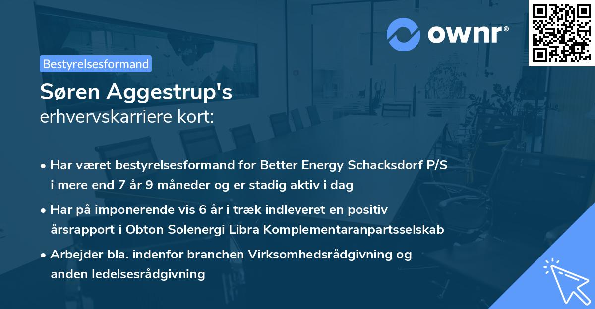 Søren Aggestrup's erhvervskarriere kort