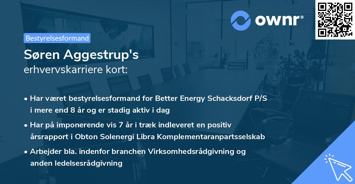 Søren Aggestrup's erhvervskarriere kort