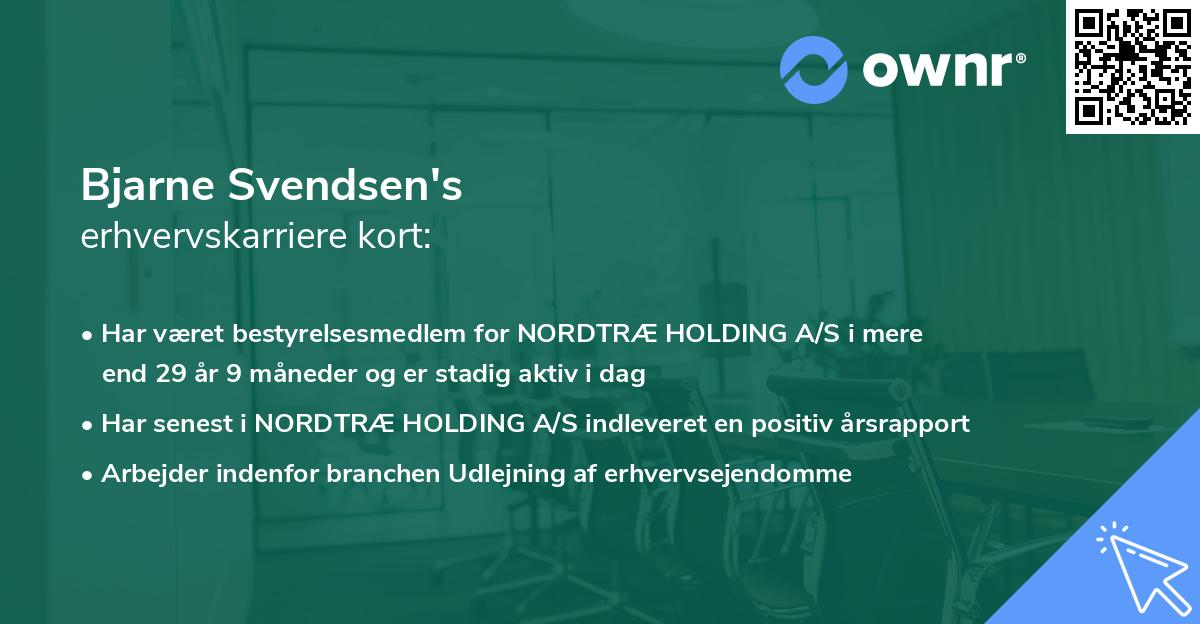 Bjarne Svendsen's erhvervskarriere kort