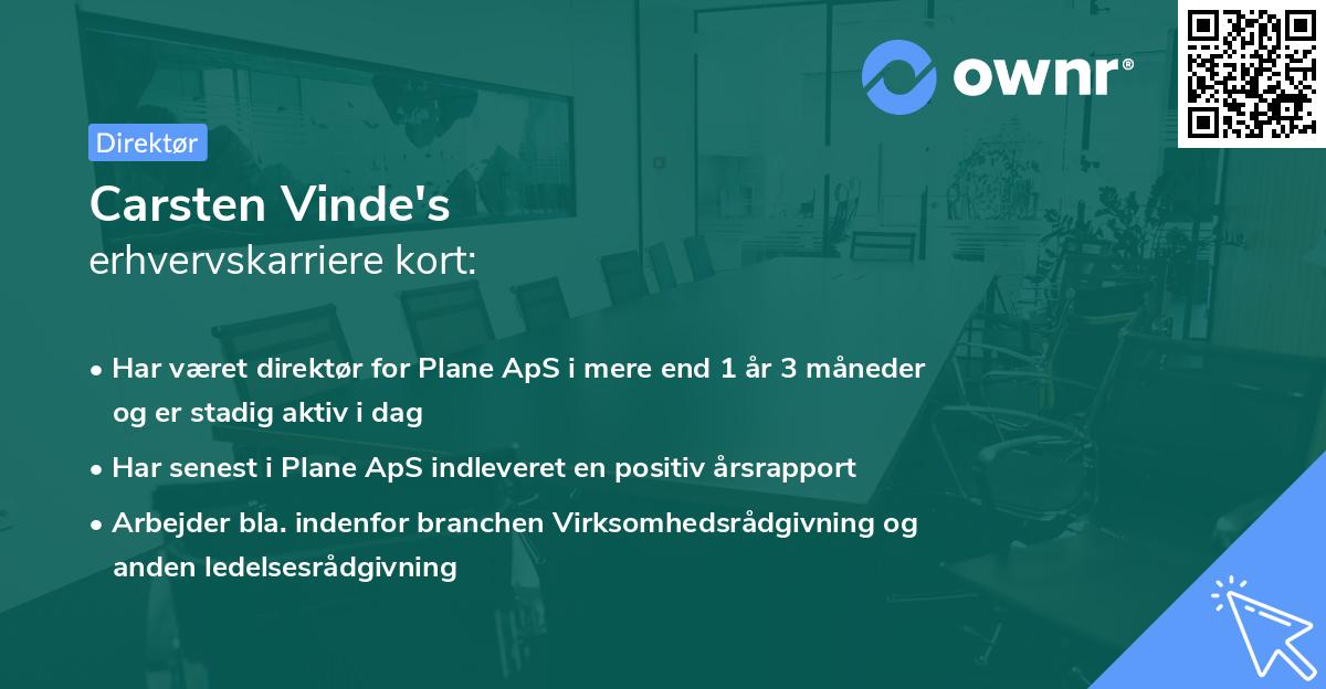 Carsten Vinde's erhvervskarriere kort