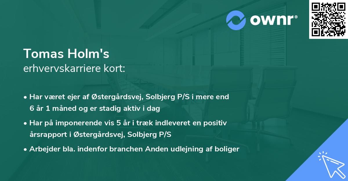 Tomas Holm's erhvervskarriere kort