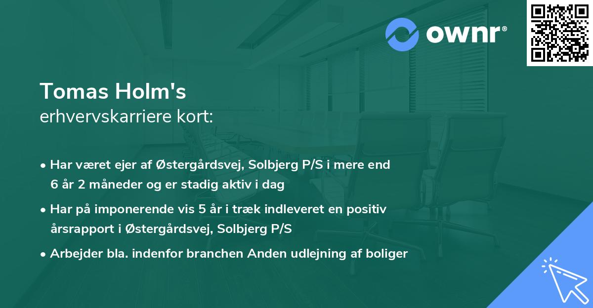 Tomas Holm's erhvervskarriere kort