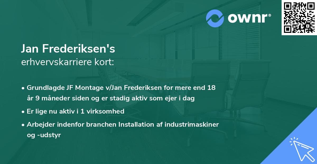 Jan Frederiksen's erhvervskarriere kort
