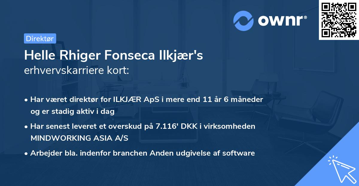 Helle Rhiger Fonseca Ilkjær's erhvervskarriere kort