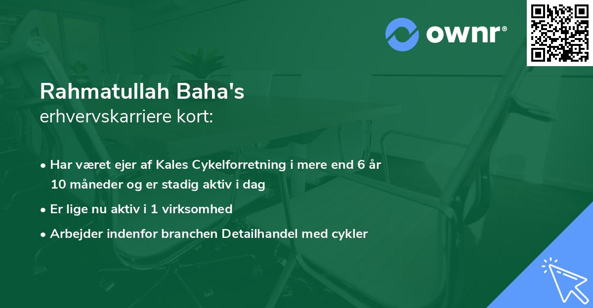 Rahmatullah Baha's erhvervskarriere kort