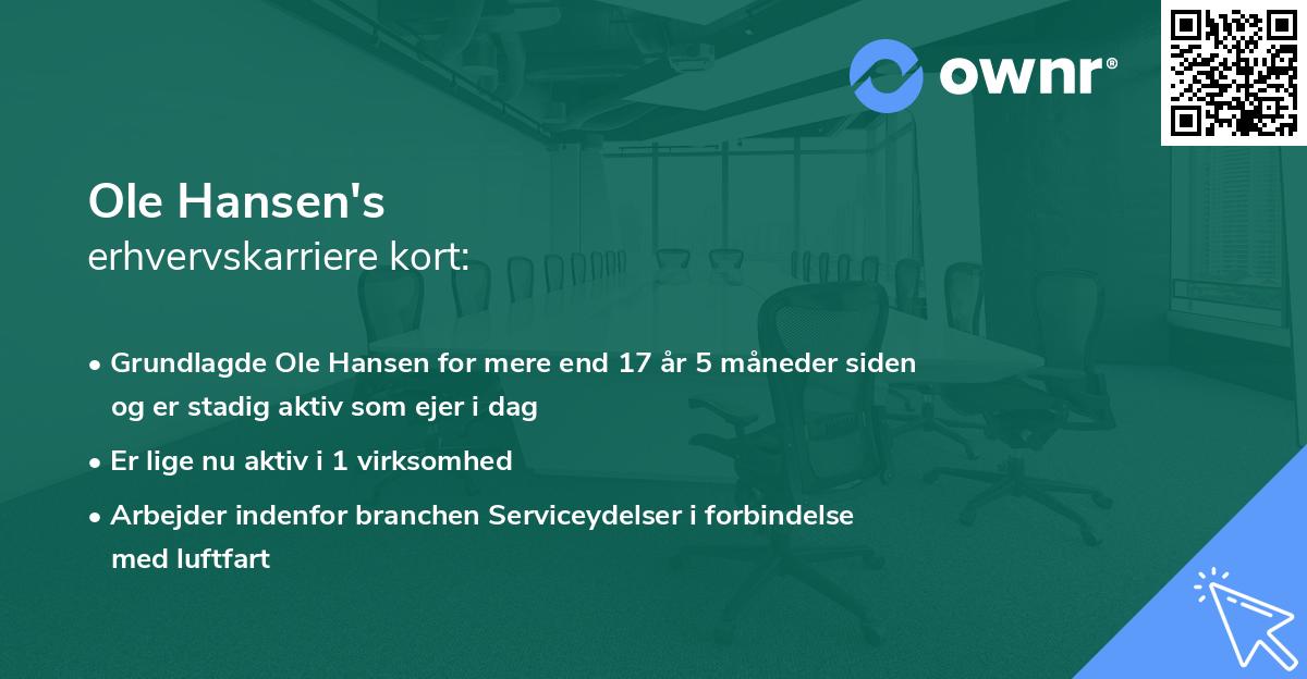 Ole Hansen's erhvervskarriere kort