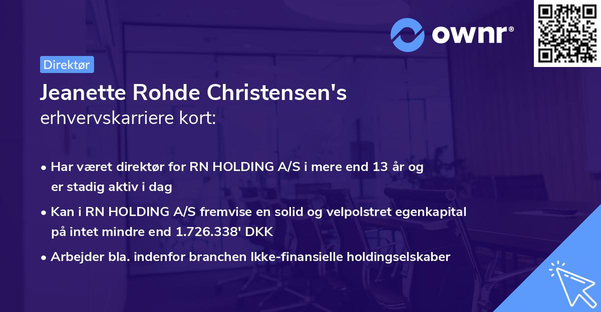 Jeanette Rohde Christensen's erhvervskarriere kort