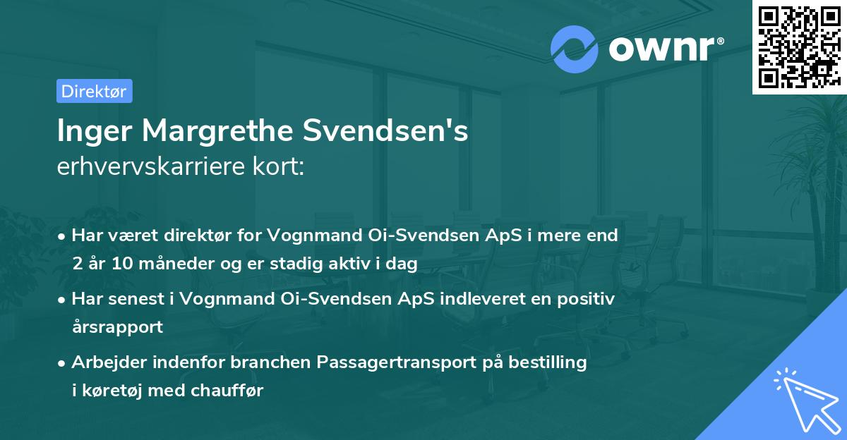Inger Margrethe Svendsen's erhvervskarriere kort