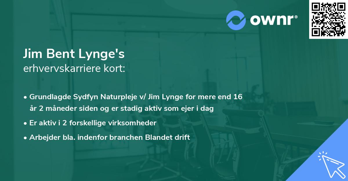 Jim Bent Lynge's erhvervskarriere kort