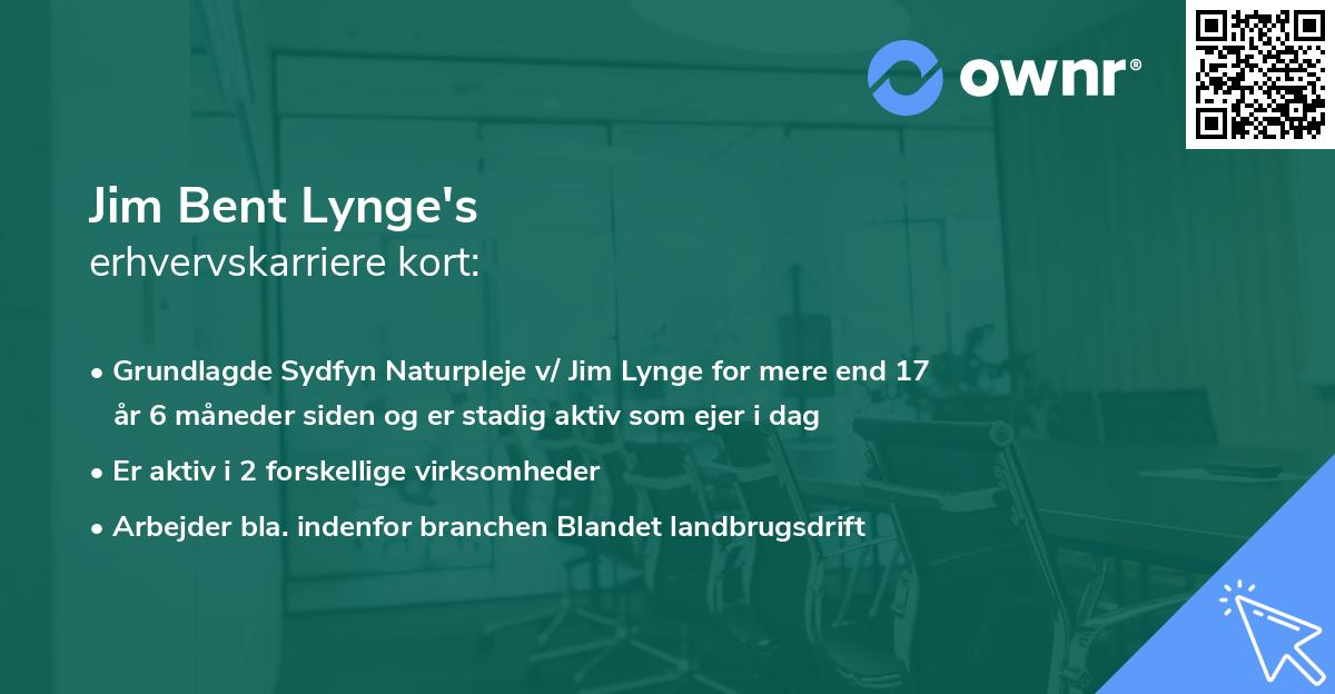 Jim Bent Lynge's erhvervskarriere kort