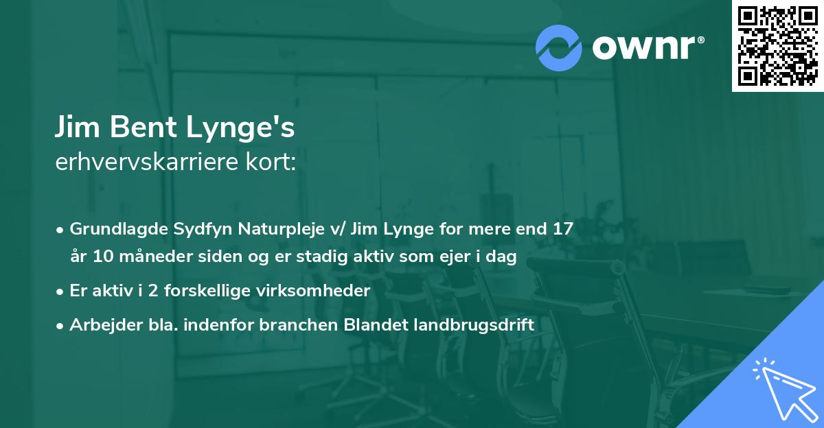 Jim Bent Lynge's erhvervskarriere kort
